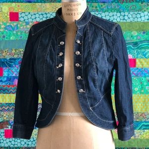 WHBM Jean Cropped Jacket Bolero Military Style